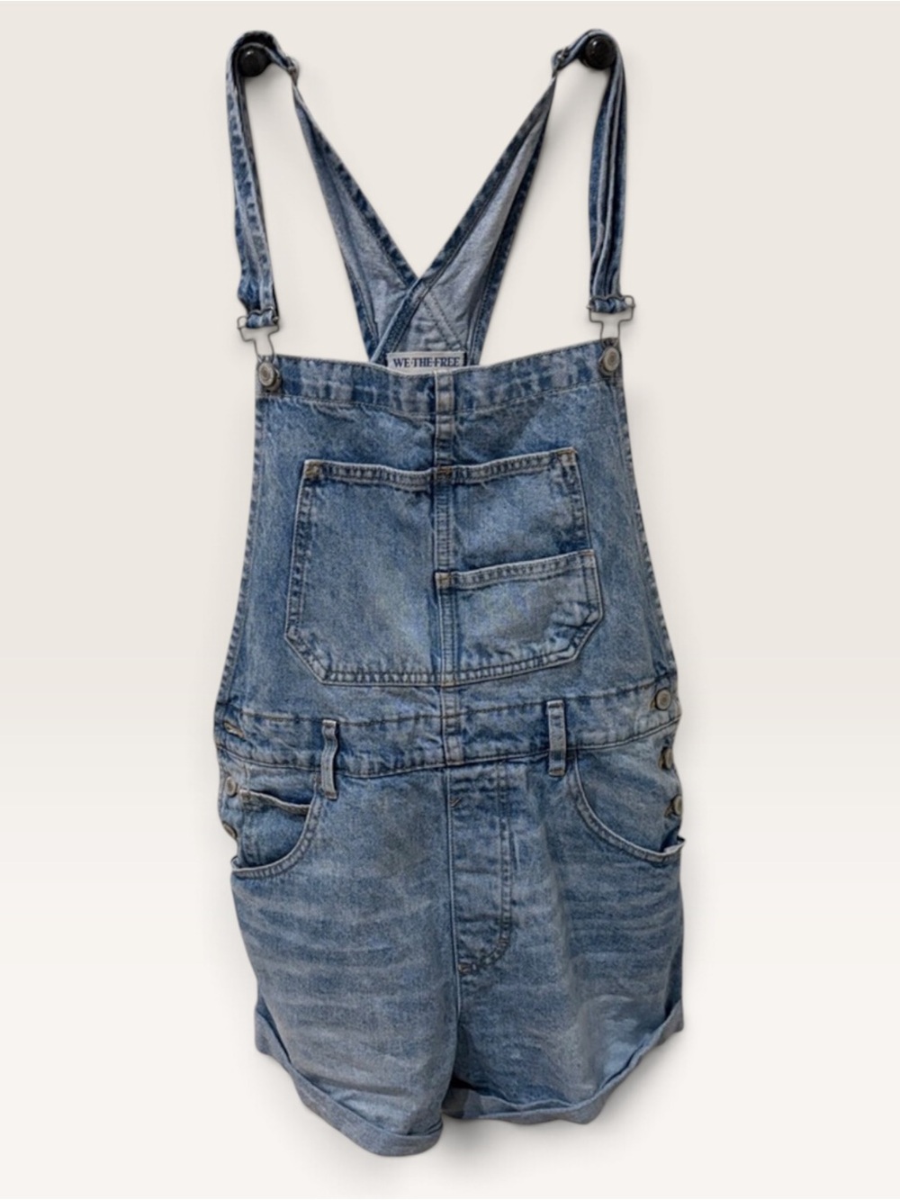 We The Free Ziggy Light Wash Denim Short Overalls